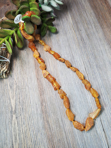 Raw Caramel Baltic Amber Necklace, Migraine, Pain, Inflammation