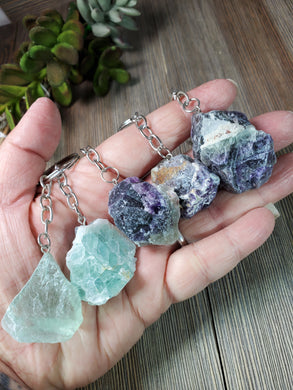 Raw Fluorite Keychain