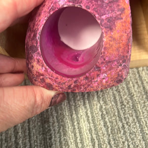 Pink Geode Candle Holder